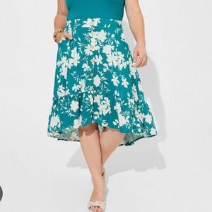 NWT TORRID Midi Lenny Hi Low Tiered Skirt SIZE 12